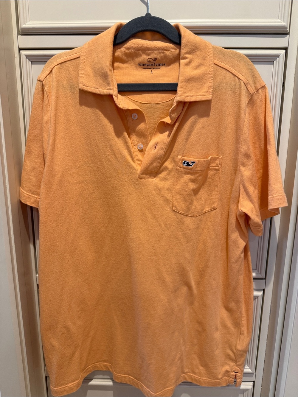 Boys SZ L Vineyard Vines Short Sleeve Polo - Peach Orange